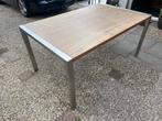 Eikenhouten tafel (1.60x1.00) met RVS poten, Ophalen, Gebruikt, 200 cm of meer, 50 tot 100 cm