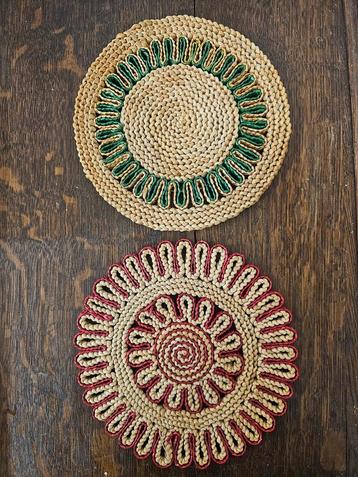 Vintage pannenonderzetters - set van 2 retro jaren 70 beschikbaar voor biedingen