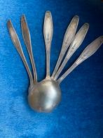 verzilverde antieke lepels, theepot, schaaltje theelepeltjes, Ophalen of Verzenden