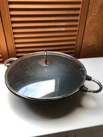 Giet ijzeren WOKPAN met GLAZEN DEKSEL/ 30 X 12 cm, Ophalen of Verzenden, Zo goed als nieuw, Wok