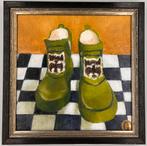 Regenlaarzen met wasbeer in lijst, Ophalen of Verzenden