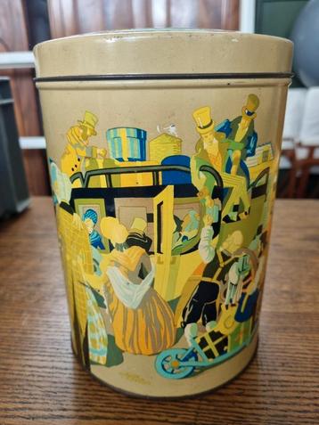 Vintage blikken trommel, . groot. beschikbaar voor biedingen