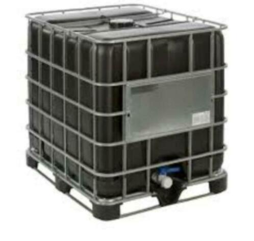 Zwarte IBC vaten, Tuin en Terras, Regentonnen, Zo goed als nieuw, Kunststof, 150 liter of meer, Met kraantje, Ophalen