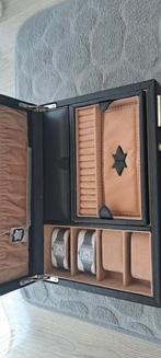 Windrose Lederen Sieradendoos - Prachtig!, Sieraden, Tassen en Uiterlijk, Ophalen, Gebruikt, Zwart, Met slot