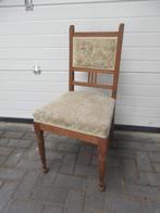 oude keukenstoel van hout met stoffen bekleding, Ophalen, Hout, Gebruikt, Bruin
