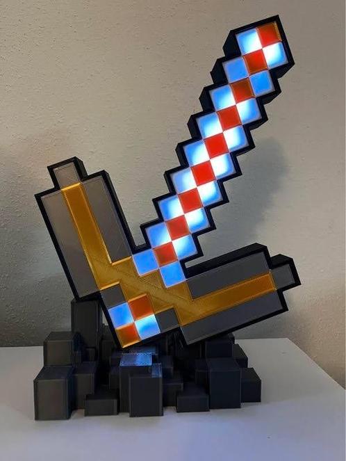Minecraft pickaxe nachtlamp, Antiek en Kunst, Kunst | Designobjecten, Ophalen of Verzenden