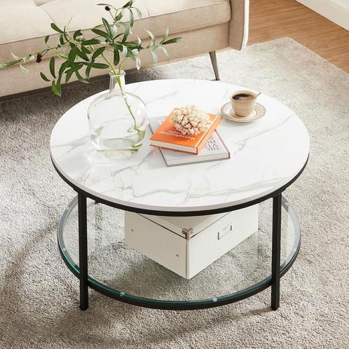 Nieuw. Salontafel, woonkamertafel , marmeren wit-inktzwart, Huis en Inrichting, Tafels | Salontafels, Nieuw, Minder dan 50 cm
