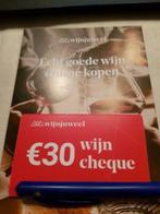 Wijncheque wijnjuweel € 30,00, Tickets en Kaartjes, Kortingen en Cadeaubonnen, Eén persoon, Kortingsbon, Warenhuis- of Winkelbon