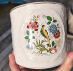 Vintage Frankton Tegelen bloempot – met vogel & bloemen deco, Ophalen of Verzenden