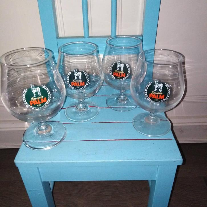 Palm bierglazen speciale 1747 4 stuks, Verzamelen, Biermerken, Gebruikt, Glas of Glazen, Palm, Ophalen