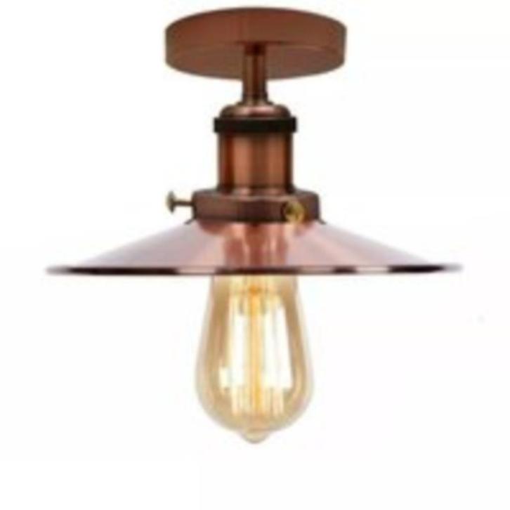 Retro plafondlamp  roodkoperen vintage hanglamp, Huis en Inrichting, Lampen | Plafondlampen, Nieuw, Glas, Metaal, Ophalen of Verzenden
