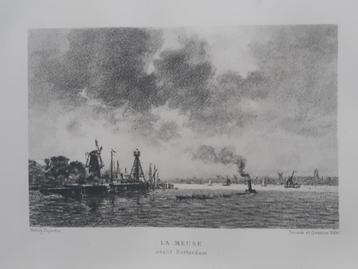 22 / Rivier de Maas in Rotterdam. Gravure uit 1882 beschikbaar voor biedingen