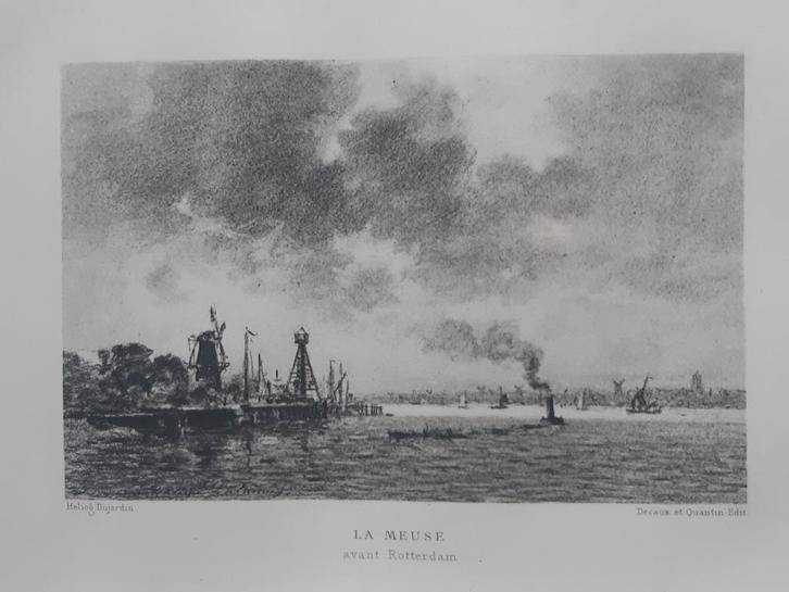 22 / Rivier de Maas in Rotterdam. Gravure uit 1882, Antiek en Kunst, Kunst | Etsen en Gravures, Ophalen of Verzenden