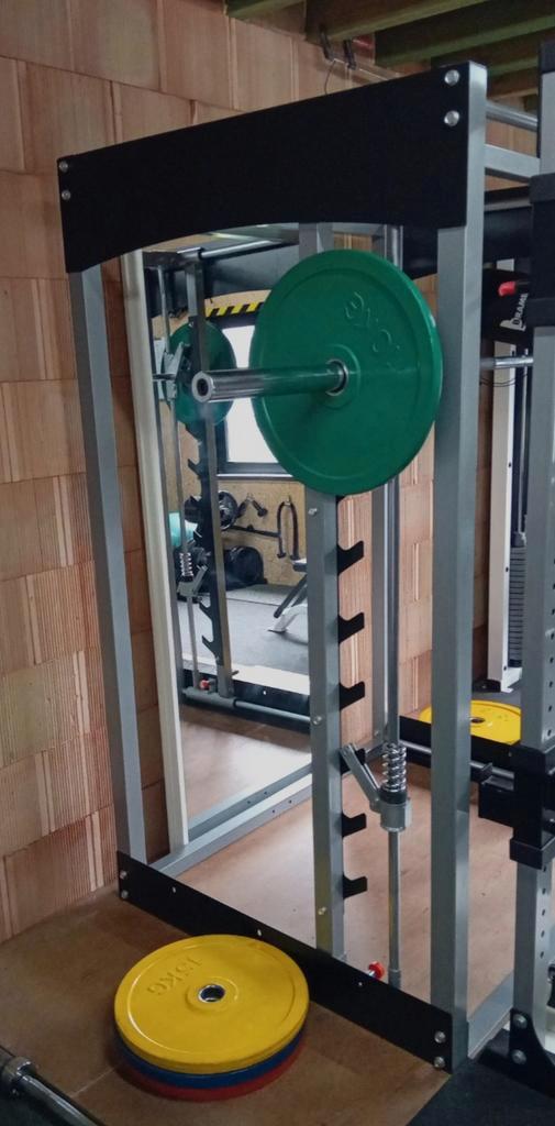 3D Smith Machine + Olympische Bar, Sport en Fitness, Fitnessapparatuur, Gebruikt, Krachtstation, Armen, Benen, Borst, Rug, Metaal