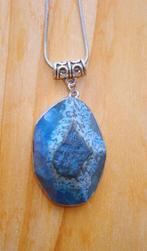 Ketting met bolle hanger van blauw agaat, Info.adorabeads@gmail.com, Met hanger, Want 18 Hoogvliet, Adorabeads