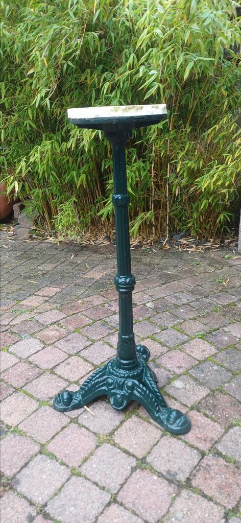 Gietijzeren groene tafelpoot, Tuin en Terras, Tuintafels, Gebruikt, Rond, Metaal, Ophalen of Verzenden
