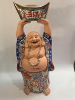 Grote Chinese Lachende Boeddha met Goudstaaf - 55 cm, Ophalen of Verzenden