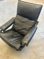 Relaxfauteuil draaifauteuil fauteuil zwart leer vintage, Huis en Inrichting, Fauteuils, Ophalen of Verzenden, Zo goed als nieuw