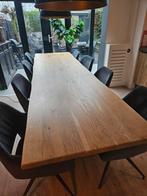 Eiken eettafel  90 bij 300 met industriële  zwarte onderstel, 200 cm of meer, Zo goed als nieuw, Rechthoekig, 50 tot 100 cm