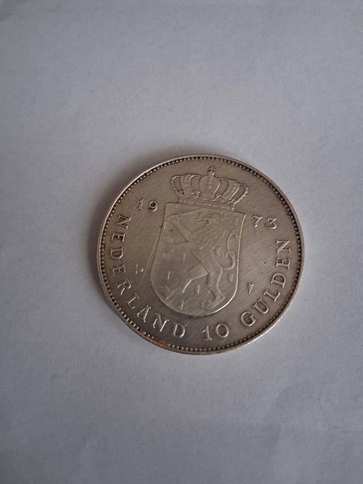 Zilveren 10 Gulden 1973, Postzegels en Munten, Munten | Nederland, Losse munt, 10 gulden, Koningin Juliana, Zilver, Ophalen of Verzenden