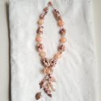 Vintage roze edelstenen ketting, Verzenden, Zo goed als nieuw, Roze, Met edelsteen