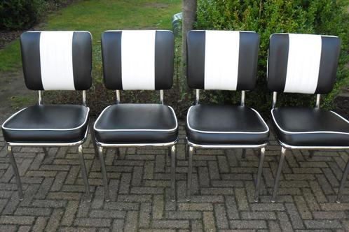 Bel Air 4 diner stoelen retro fifties sixties ( tafel ), Huis en Inrichting, Stoelen, Zo goed als nieuw, Vier, Zwart, Ophalen