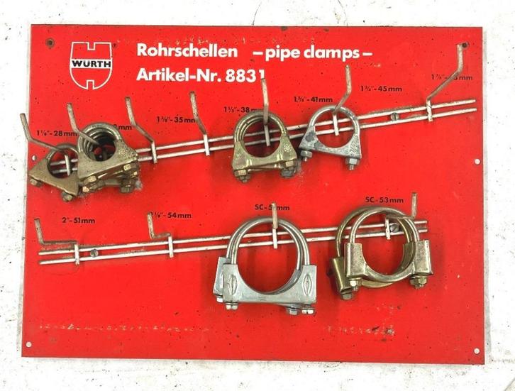 Uitlaatklemmen lot ophangbord WURTH., Auto-onderdelen, Uitlaatsystemen, Oldtimer onderdelen, Overige automerken, Universele onderdelen