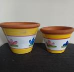Geglazuurd terracotta bloempotten Italië, Ophalen of Verzenden, Rond, Minder dan 25 cm, Minder dan 40 cm