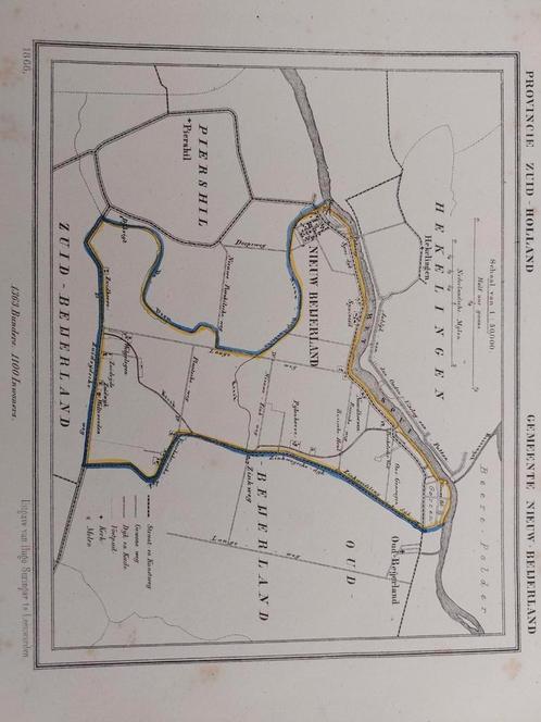 111 / Litho uit 1866 door J. Kuyper van Nieuw-Beijerland ZH, Antiek en Kunst, Kunst | Litho's en Zeefdrukken, Ophalen of Verzenden