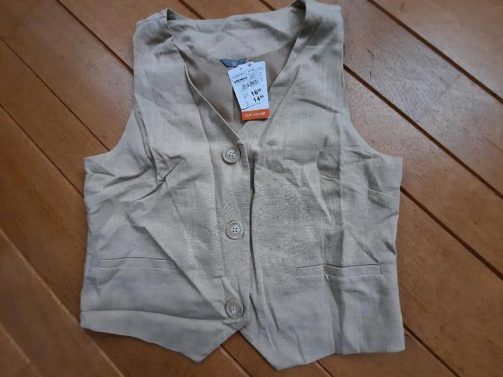Gilet bodywarmer zand linnen maat 38 - nieuw -, Kleding | Dames, Bodywarmers, Nieuw, Maat 38/40 (M), Beige, Ophalen of Verzenden