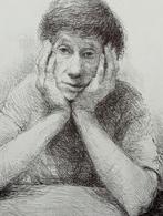 Aat Veldhoen Offset Prent portret Ro Mogendorff 1960, Antiek en Kunst, Verzenden