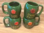 Vintage D.O.M. set 4 koffiekopjes groene met rode zegel, Ophalen of Verzenden