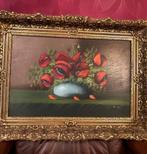 Gesigneerd oud schilderij bloemen; olieverf, Ophalen of Verzenden