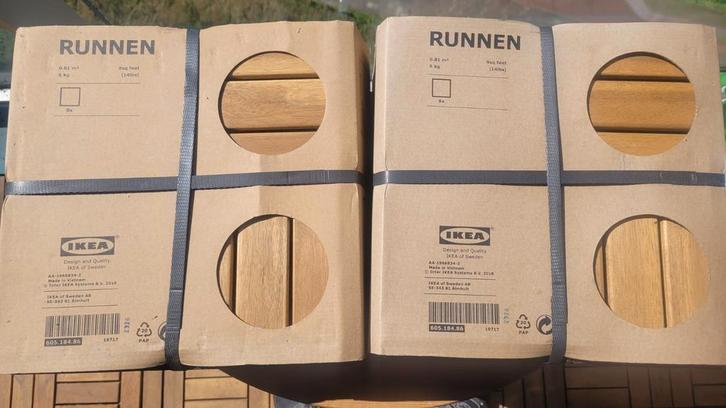 IKEA RUNNEN Terrastegels Acacia - 2 Pakketten Nieuw, Tuin en Terras, Terrasdelen en Vlonders, Nieuw, Hout, Ophalen