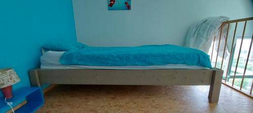 1 persoons bed, Huis en Inrichting, Slaapkamer | Bedden, Gebruikt, Eenpersoons, 90 cm, 220 cm, Hout, Grijs, Ophalen