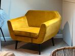 Fauteuil Woood in oker geel, Huis en Inrichting, Fauteuils, Ophalen, Gebruikt, 75 tot 100 cm, 75 tot 100 cm