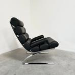 Cor Sinus fauteuil Design zwart leer vintage jaren 70 stoel, Ophalen, Cor, 75 tot 100 cm, 75 tot 100 cm