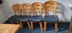 Eikenhouten  eetkamerstoelen, Gebruikt, Blauw, Vier, Ophalen