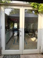 Hardhouten kozijn met openslaande tuindeuren 220hx180b, Ophalen, Gebruikt, Deurkozijn, 150 tot 225 cm