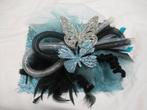 broche carnaval vlinder blauw zilver, Ophalen of Verzenden, Zo goed als nieuw, Versiering, Carnaval