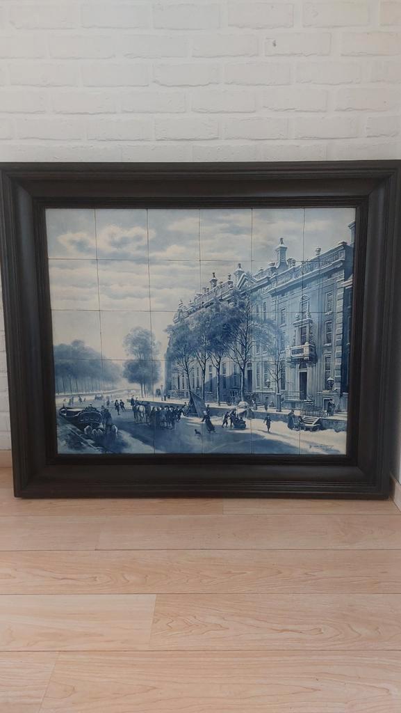 Delfts Blauw Tegeltableau C. Springer, Antiek en Kunst, Antiek | Wandborden en Tegels, Ophalen