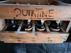 Vintage houten bierkrat Quintine compleet met (lege) flessen, Verzamelen, Biermerken, Ophalen, Zo goed als nieuw, Flesje(s), Overige merken