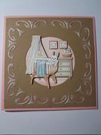 Geborduurde kaart geboorte wiegje, Hobby en Vrije tijd, Kaarten | Zelfgemaakt, Ophalen of Verzenden, Nieuw, Kind
