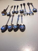 15 antieke verzilverde lepeltjes- suiker 2 vorkjes, Verzenden