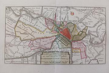 Utrecht kaart Isaac Tirion 1757 ingekleurde gravure beschikbaar voor biedingen