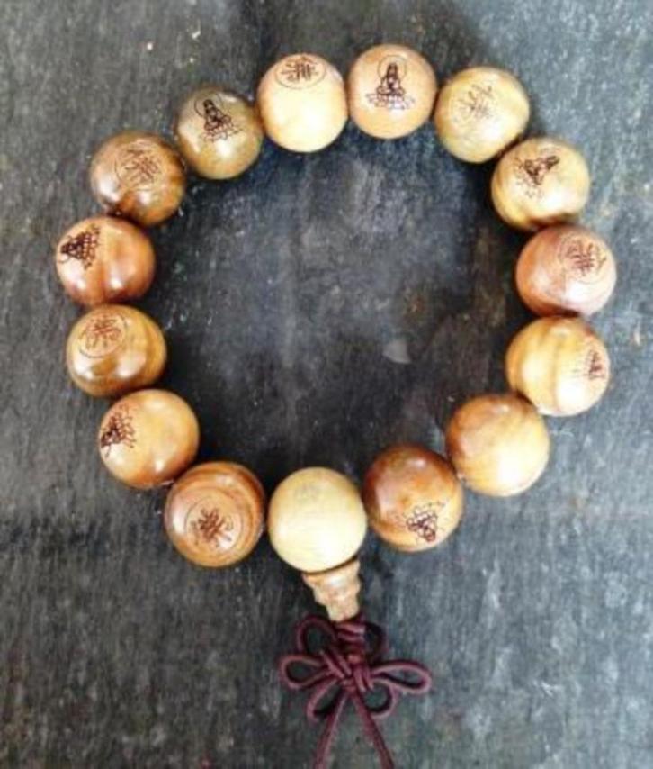 Sandelhout Boeddha armband uit Tibet, Sieraden, Tassen en Uiterlijk, Armbanden, Nieuw, Hout, Bruin, Met bedels of kralen, Ophalen of Verzenden