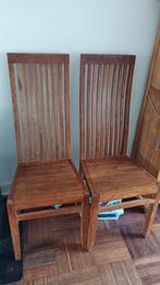 4x hoge teak houten eetkamerstoelen, Ophalen, Gebruikt, Bruin, Vier