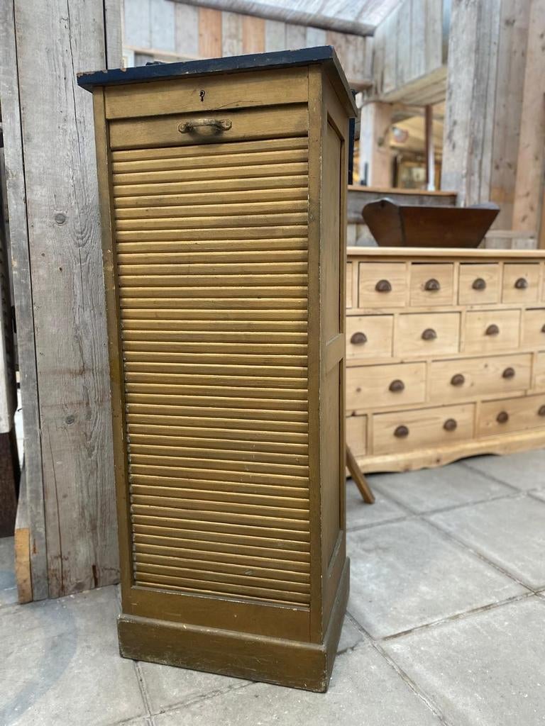 Stoere Frans brocante rolluikkast smalle kast archiefkas, Antiek en Kunst, Antiek | Meubels | Kasten, Ophalen