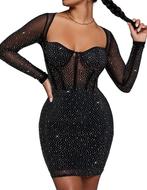 Glitter jurk bella barnett, Kleding | Dames, Zwart, Nieuw, Ophalen of Verzenden, Knielengte