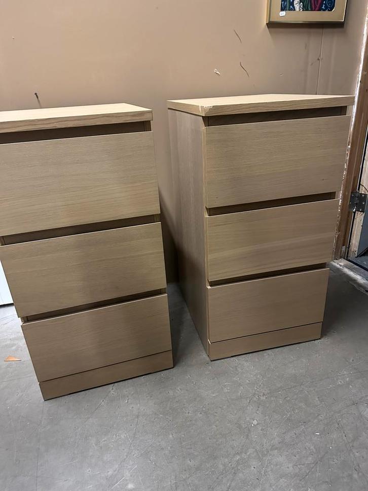 2Houten ladekasten met 3 lades, Huis en Inrichting, Kasten | Ladekasten, Gebruikt, Minder dan 100 cm, Minder dan 50 cm, 50 tot 75 cm